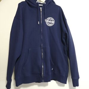 DIXXON Mens Deep Blue Zip Up Hoodie with Logo "Work Hard Stay Humble"
